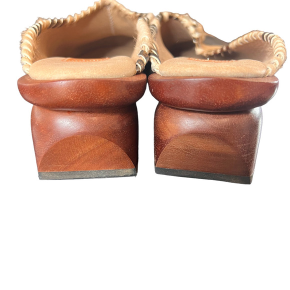 Jim Barnier Wooden Heel Clog Copper Must Womens Size 11 Platform Sandals Leather - Picture 6 of 7